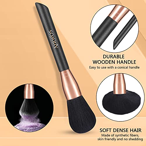 AirWos 14-Piece Professional Makeup Brush Set with Case - Synthetic, Pearl Handles