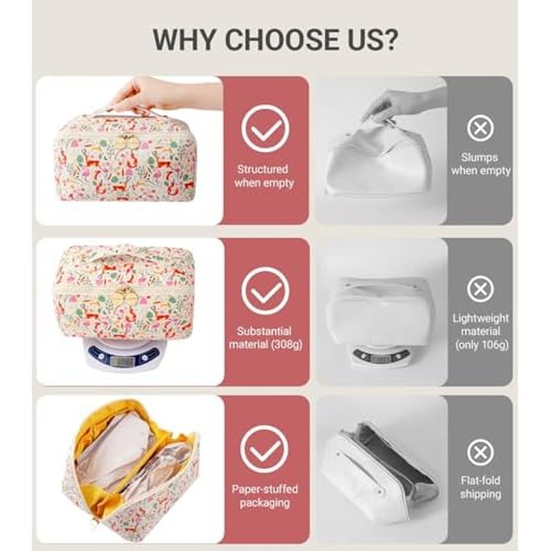 Aveniee Travel Makeup Bag for Women, Large Cosmetic Organizer with Open-Flat Design, Clear Divider & Handle - Waterproof PU Leather Toiletry Pouch