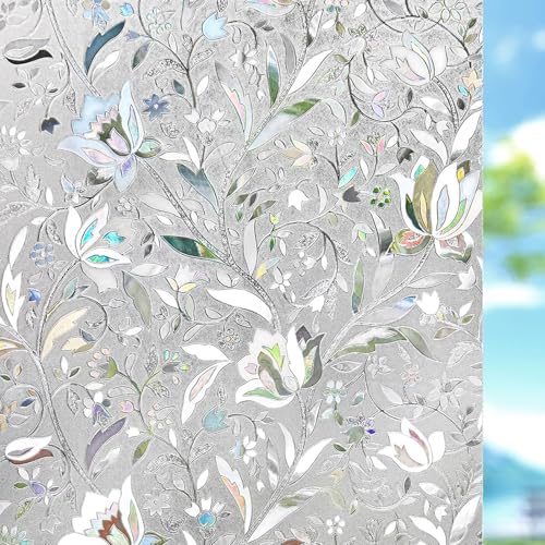 Privacy Window Film - Stained Glass Decorative Frosted Pattern, 45.2 x 157.4 Inches - Clear Variation
