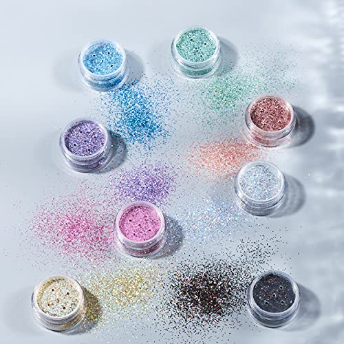 Holographic Glitter Shakers by Moon Glitter ? 100% Cosmetic Glitter for Face, Body, Nails, Hair and Lips - 0.17oz - Set of 8 colours