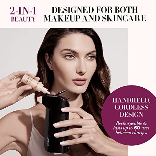 Luminess Breeze Duo Airbrush Makeup System, Deep Coverage ? 9-Piece Kit includes 2x Silk Airbrush Foundation, Apricot Shade Blush, Glow Highlighter, Moisturizer Primer, and Airbrush Cleaning Solution