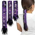 Purple 8-Inch Glitter Leather Hair Wrap for Ponytail & Helmet - Handmade in USA