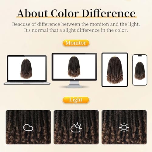16 Inch Faux Locs Braids Crochet Hair Extensions - 8Pcs 1B# - Dreadlocks Style