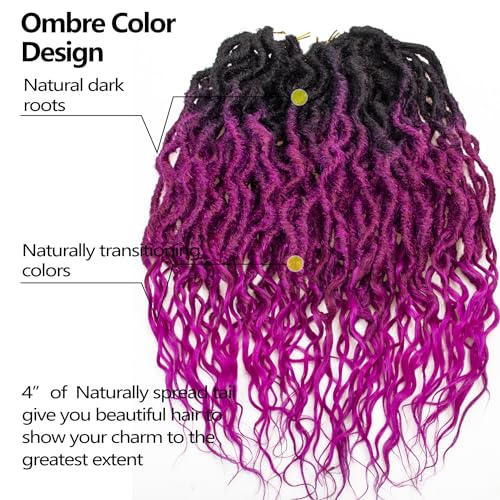 Faux Locs Crochet Hair 24 Inch Goddess Locs Curly Ends for Black Women - 6 Packs, Purple Variation