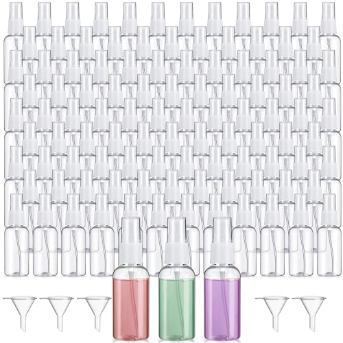 Uiifan 200 Pcs Mini Clear Spray Bottles 1 oz Small Empty Plastic Fine Mist Spray Bottles with Small Funnels for Essential Oils Travel Alcohol Perfumes