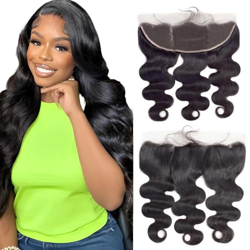 14 Inch YOMIO 13x4 Body Wave Lace Frontal Human Hair - Virgin Brazilian, Pre Plucked, Natural Black