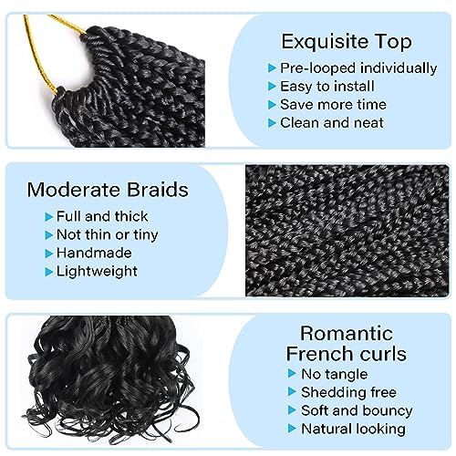 French Curl Crochet Braids for Black Women 18 Inch 7 Packs - Pre Looped Curly Hair with Ends, Variation #1B
