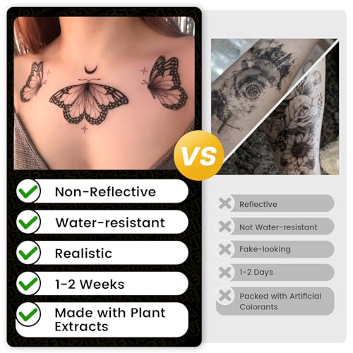 Cats Semi Permanent Tattoo, 2 Sheets Small Minimalist Fine Line Cat Temporary Fake Tattoos, Lasts 7-15 Days, Waterproof and Non-Reflective, Body Art Stickers for Women Men Adults