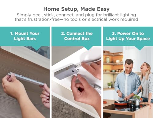 PureOptics LED Under Cabinet Lighting Kit - 9 Inch / 6 Bars, Motion Sensor, Dimmable, Linkable, 3 Color Settings, Tool-Free Installation