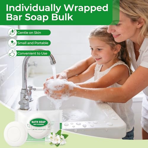 Mini Travel Size Bar Soap Bulk - Pack of 100,Round Individually Wrapped 0.53 oz/15 grams Small Disposable Hotel Soap Bars for Vacation Rentals,Guest,Church,Homeless,Charity