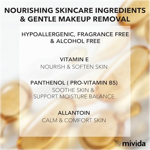 Mivida Hypoallergenic Makeup Remover Wipes with Vitamin E - Travel Pack 10 x 25 Wipes, 250 Count
