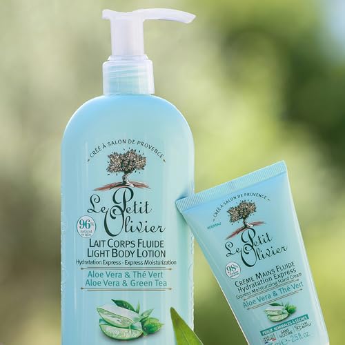Le Petit Olivier Express Moisturizing Hand Cream - Aloe Vera And Green Tea - Express Moisturizing - No Greasy Or Sticky Feeling - Skin Is Soft And Silky - For Normal To Dry Skin - 2.5 Oz