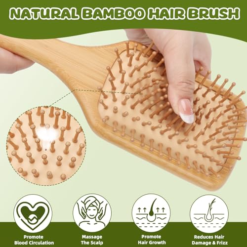Rectangular DIY Bamboo Hair Brush Painting Kit with 12 Markers - Square