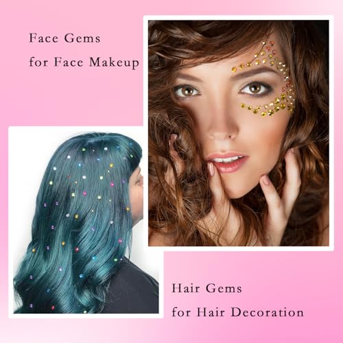 NIACONN 1760 Pcs Gold Yellow Hair Jewels Face Gems Stick on, Self Adhesive Glitter Rhinestones Stickers for Women Body Eyes Nails Festival Halloween Makeup & Crafts