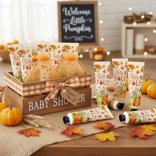 Fall Pumpkin Maple Leaf Hand Cream Gift Set - Baby Shower Favors - Orange / Fall Variation