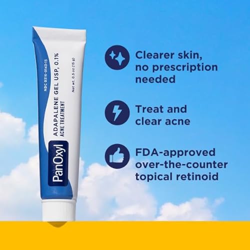 Acne Skincare Bundle PanOxyl Adapalene 0.1% Leave-On Gel, 30 Day Supply, 0.5 oz + PanOxyl Antimicrobial Hydrating Acne Creamy Wash, 4% Benzoyl Peroxide, 6 Ounce