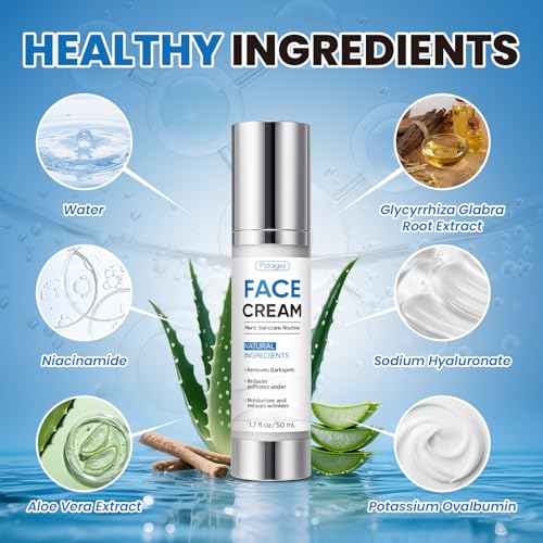 6-In-1 Mens Face Cream Anti-Aging Mens Anti Aging Face Cream & Wrinkle Moisturizer For Men with Hyaluronic Acid Niacinamide Para Hombre for Firming Dark Spot Correction Men Skin Care 2 Pack 1.7 Fl Oz