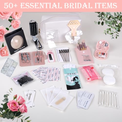 White Mini Emergency Kit for Women – Bridal & Purse Essentials, Wedding Survival, 50+ Items