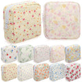 Cotton Quilted Makeup Bag Set - Floral Style, 10 Pcs, Travel & Bridesmaid Gifts - 5.12 x 4.72 x 1.97 Inches