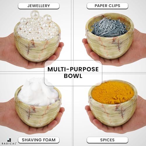 Radicaln Marble Shaving Bowl 3" Inch Green Onyx Handmade Soap Dish for Shaving Cream & Shave Soap, Barber Supplies Stone Bowl for Men¡¯s Grooming Accessories