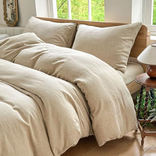 French Flax Linen Duvet Cover Set King Natural Linen - Eco-Friendly & Breathable