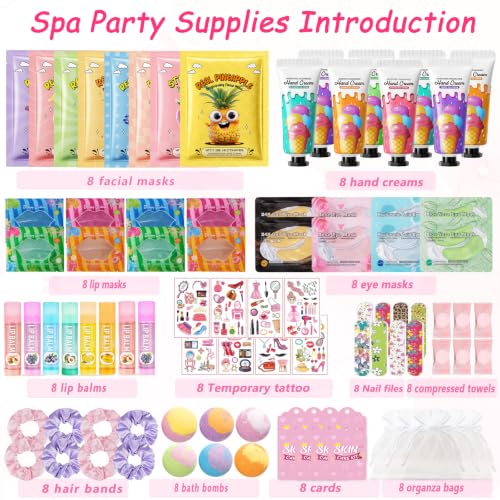 Spa Party Supplies Kit for Women - Face Masks, Lip Balm, Foot Bombs & More, 96 Pieces