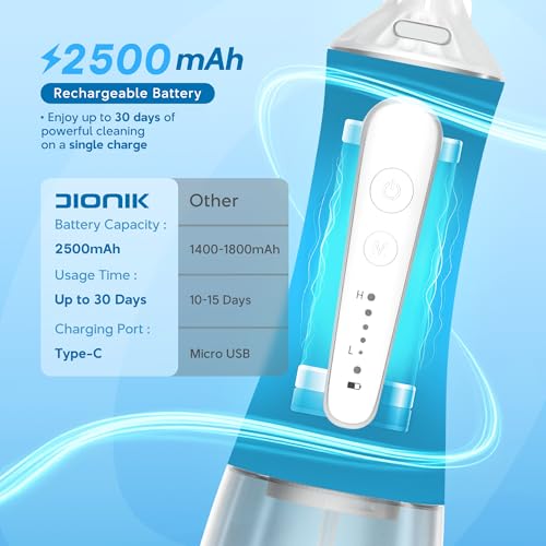 Cordless Water Flosser for Adults - Rechargeable Oral Irrigator with 300ml Tank & 5 Modes