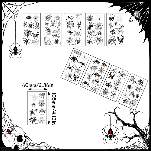 Halloween Face Tattoos Temporary, Realistic Horror Decal Spider Web and Net, Costume Apparel Cosplay Accessories Party Favor Supplies