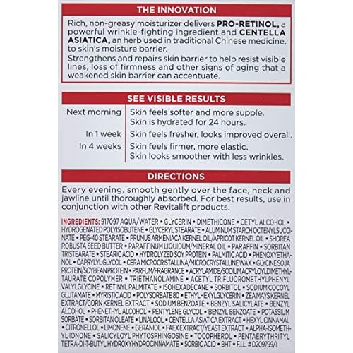 L'Oreal Paris, RevitaLift Anti-Wrinkle + Firming Night Cream Moisturizer 1.7 oz (Pack of 6)