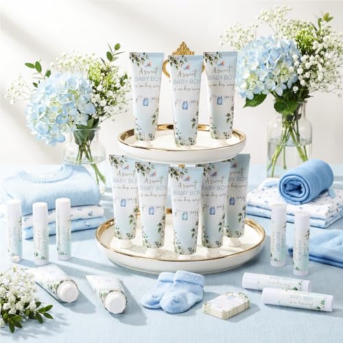 Boy Clothes Baby Shower Favors - 24 Hand Cream & Lip Balm Gift Sets