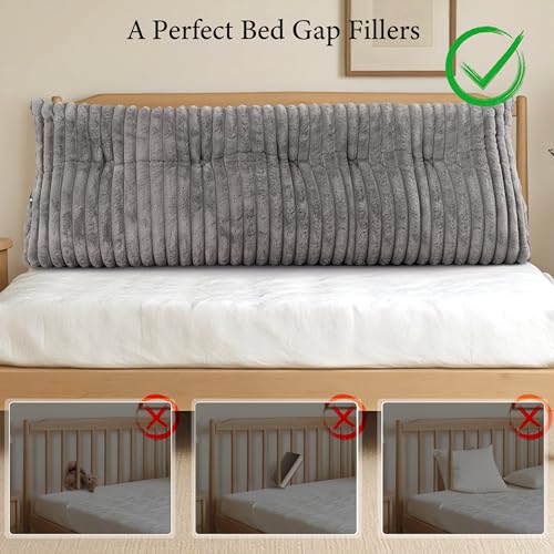 Queen Size Gray Triangular Wedge Pillow with Side Pockets - Support & Reading Cushion