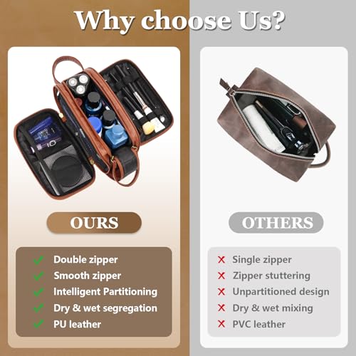 Personalized Gifts for Men, PU Leather Travel Toiletry Bag Men (M)