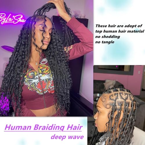 Natural Curly Boho Braiding Hair 16 Inch - 110g Human Hair Extensions, Deep Wave, Reusable, Tangle-Free
