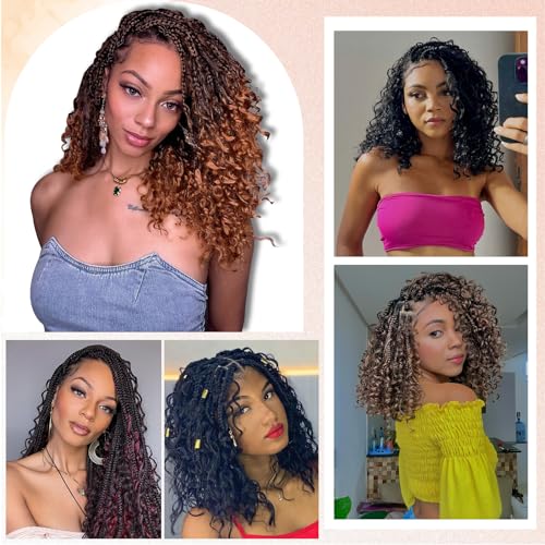 Goddess Box Braids Crochet Hair 18 Inch Boho Black Women 1B