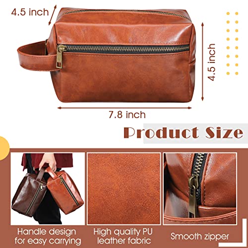 Leather Toiletry Bag Set for Men Women 6 Pack Travel & Gift - Brown Black Coffee