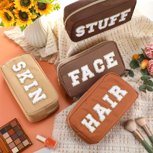 Remerry 4-Piece Makeup Bag Set - Brown Series Travel Organizer Nylon