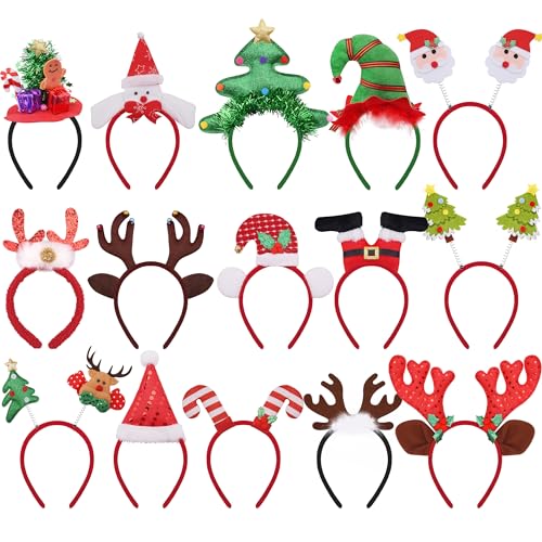BQTQ 15 Pieces Christmas Headbands Party Hats Headbands for Christmas Holiday Favour