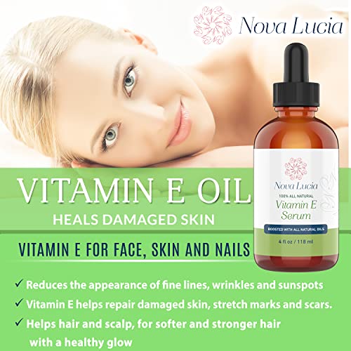 Organic Vitamin E Oil for Skin, Hair & Scar Treatment - 4 oz