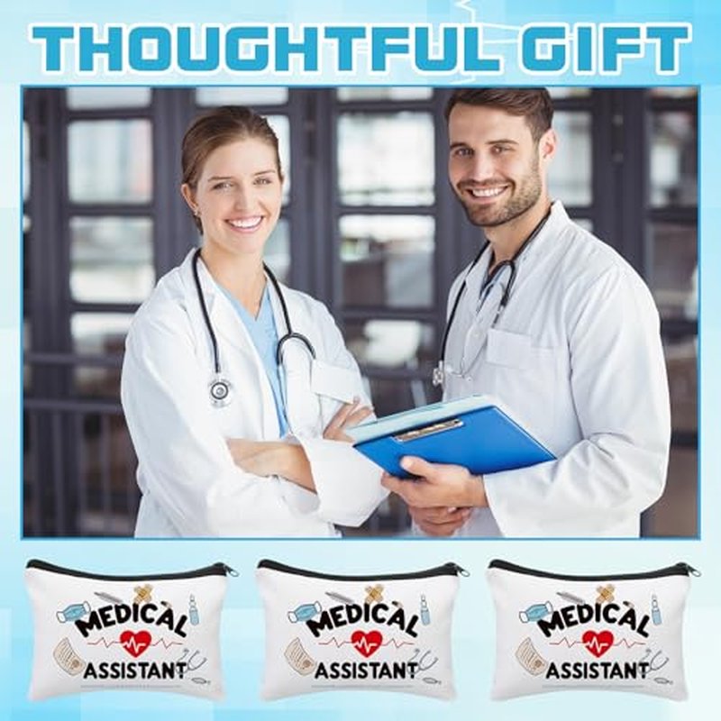 10 Pcs MA Week Gifts Bulk Medical Assistant Appreciate Gift Bulk MA Week Makeup Bag Medical Assistant Party Favors for Nurse Doctor Nurses Day Christmas Thanksgiving Present