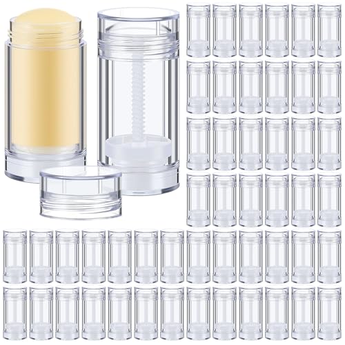 50 Pack 15ml Clear Refillable Deodorant Containers Twist Bottom DIY Travel