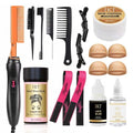 17 Pcs Hair Styling Set with Hot Comb Wigs Clips & Glue for Black Hair