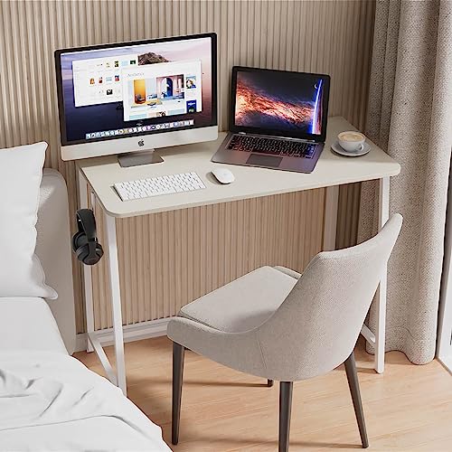 Large 39.4" Foldable Computer Desk for Small Spaces Beige - WOHOMO