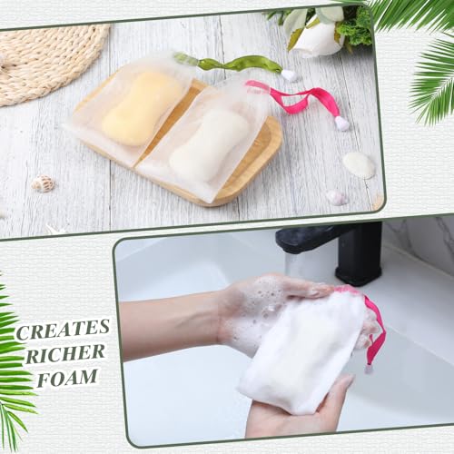 Sunnyray 400 Pcs 10 Colors Mesh Soap Bags Handmade Soap Mesh Nets with Drawstring Exfoliating Pouch for Foaming and Drying for Shower Body Facial Cleaning Tool