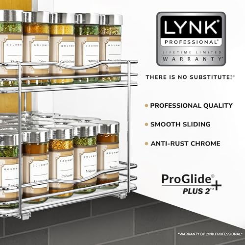 Chrome 2-Tier Pull-Out Spice Rack for Cabinets - 10-1/4 Inch Wide
