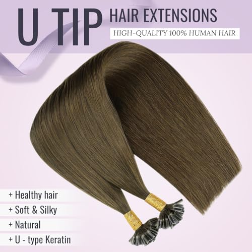 Fshine U Tip Fusion Hair Extensions 14 Inch, 50g Dark Brown, 100 Strands, Variation 6.#2