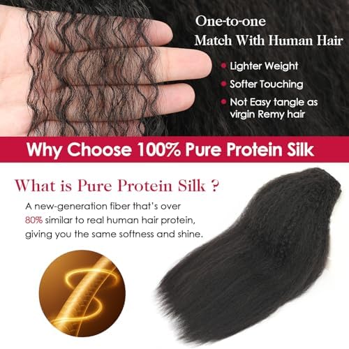 Kinky Straight Clip-In Hair Extensions 24 Inch Natural Black 200G 8pcs - Variation #1B