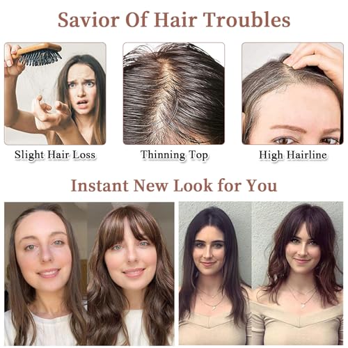 10-Inch Human Hair Topper for Women - Remy Clip-In Volume Enhancer