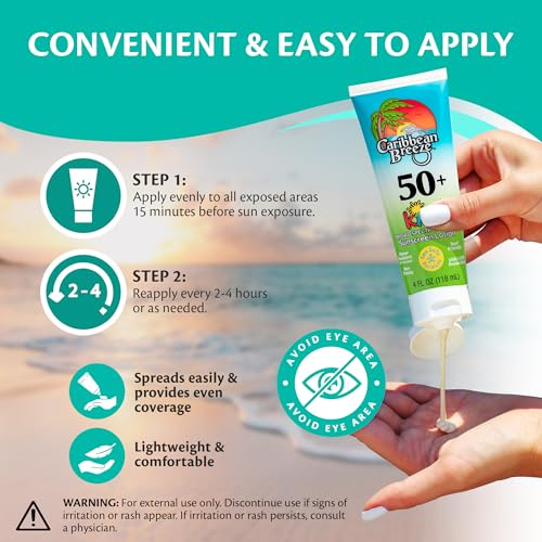 Reef Friendly Kids Sunscreen SPF 50, Mango Lime Scent Body Lotion, Rich in Anti-Oxidants, Water Resistant Up to 80 Minutes, Broad Spectrum, 4 oz, 2 Pack