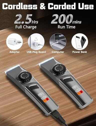 Rechargeable Hair Clippers for Men Medium Charcoal - Trimmer Set with Extra Blade