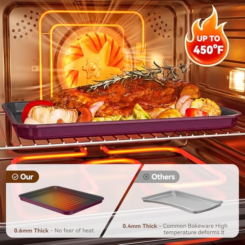 Wildone 13-Piece Nonstick Bakeware Set with Roasting & Cake Pans - Plum Variation
